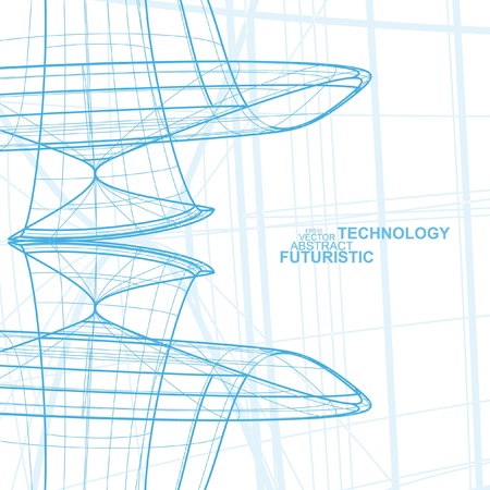 Abstract technology, vector technical drawing, shiny space background のイラスト素材
