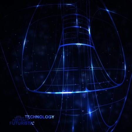 Abstract technology, vector technical drawing, shiny space background のイラスト素材