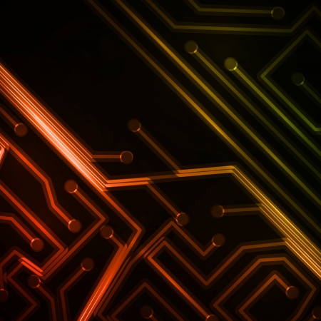 Neon circuit board, abstract technology illustration.の写真素材