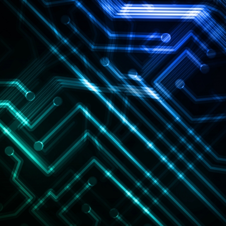 Neon circuit board, abstract technology illustration の写真素材