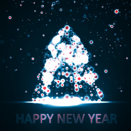Abstract Christmas tree, colorful lights elements のイラスト素材