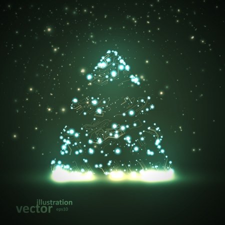 Circuit board vector background, technology illustration, christmas tree eps10のイラスト素材