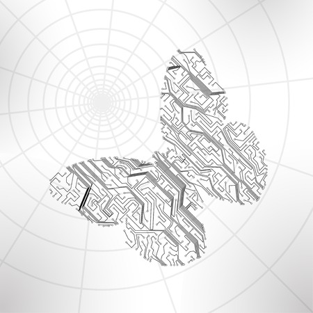 Circuit board background, technology illustration, butterfly illustrationの写真素材