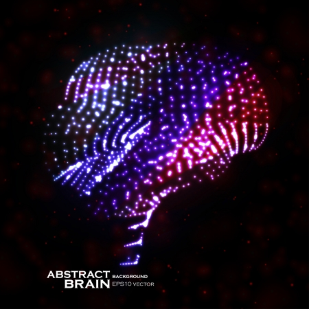Neon brain, abstract vector illustration, bright elements のイラスト素材