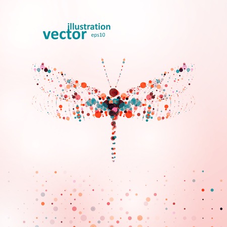 Abstract dragonfly, futuristic colorful illustration のイラスト素材
