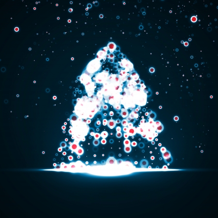 Abstract Christmas tree, colorful lights elements illustrationの写真素材