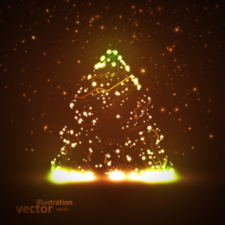 Circuit board vector background, technology illustration, christmas tree eps10のイラスト素材