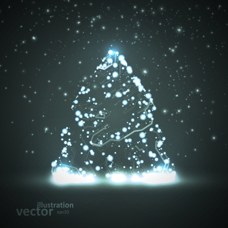 Circuit board vector background, technology illustration, christmas tree eps10のイラスト素材