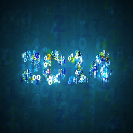 New Year celebration illustration, numbers lights elementsの写真素材