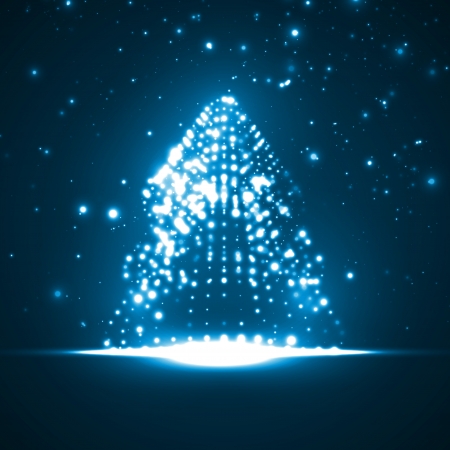 Abstract Christmas tree, colorful lights elements illustrationの写真素材