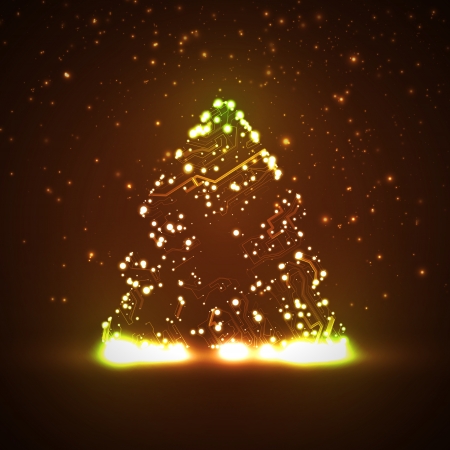Circuit board background, technology illustration, christmas treeの写真素材