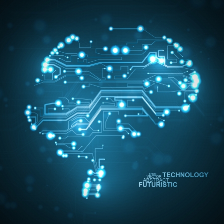 Circuit board vector background, technology illustration, form of brain eps10のイラスト素材