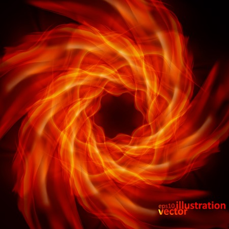 Abstract fire flames on a black background. Colorful vector illustration のイラスト素材