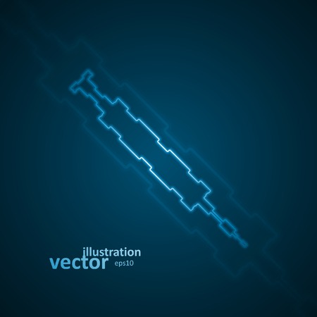 Abstract syringe icon, blue background, vector illustration のイラスト素材