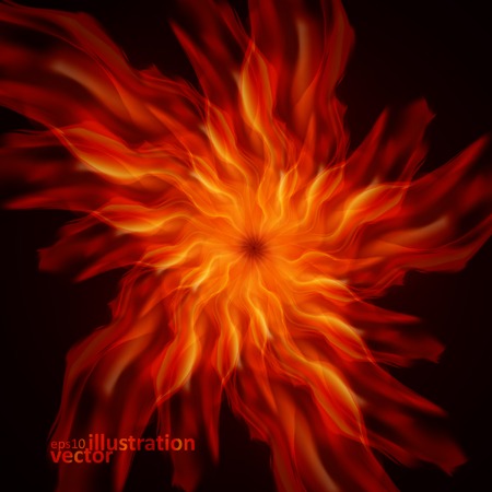 Abstract fire flames on a black background. Colorful vector illustration eps10のイラスト素材