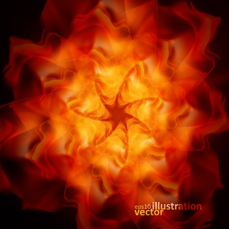 Abstract fire flames on a black background. Colorful vector illustration eps10のイラスト素材