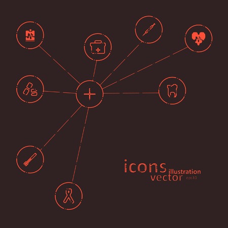 Medical icons set, creative style illustration, vector eps10のイラスト素材