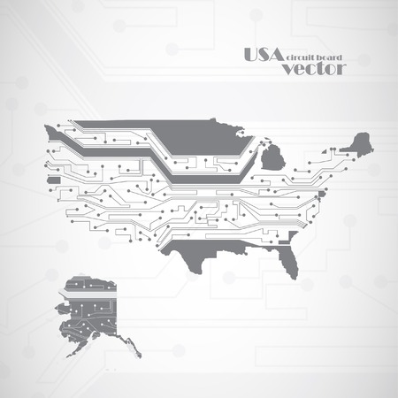 USA Map, circuit board vector background, technology illustration eps10のイラスト素材
