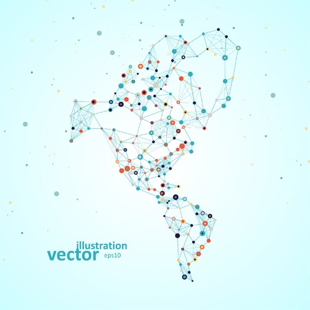 North and South America map, Molecule structure, vector illustration eps10のイラスト素材