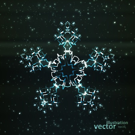 Abstract fantasy snowflake illustration, cool lights elements eps10.のイラスト素材