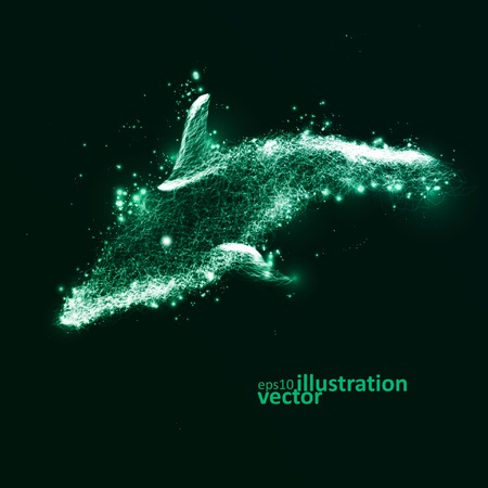 Neon dolphin, abstract futuristic art, stylish illustration eps10のイラスト素材