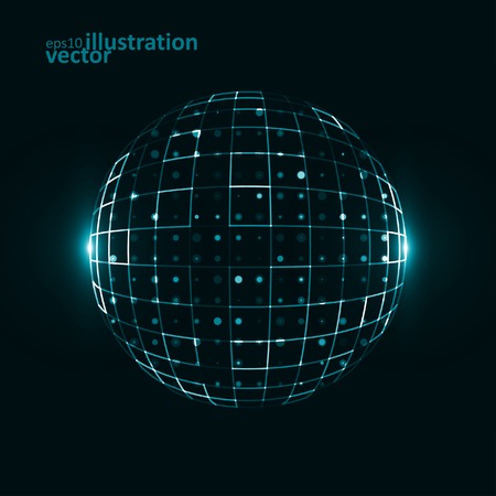 Abstract technological vector background, 3d sphere, light lines Illustrationsのイラスト素材