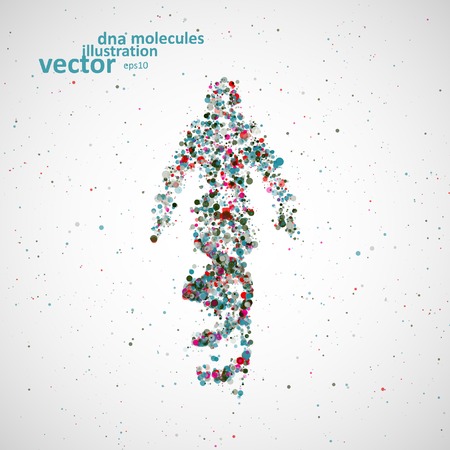 Futuristic model man of dna, abstract molecule, cell illustrationのイラスト素材