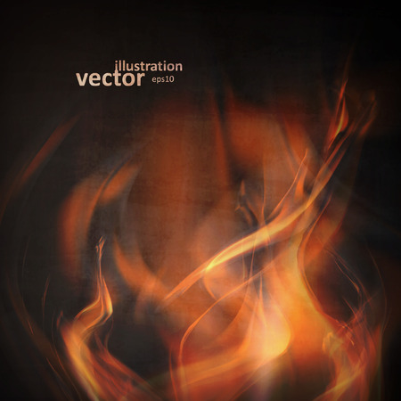 Abstract fire flames on a black background. Colorful vector illustration のイラスト素材