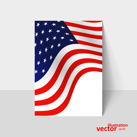 Closeup of American flag on white background, vector illustration のイラスト素材