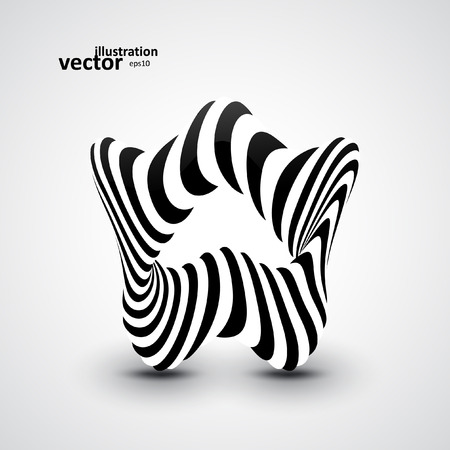 Abstract dynamic illustration, black and white 3d art eps10のイラスト素材