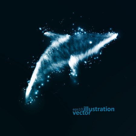 Neon dolphin, abstract futuristic art, stylish illustration のイラスト素材
