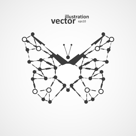 Molecular structure in the form of butterfly, futuristic vector illustration eps10のイラスト素材