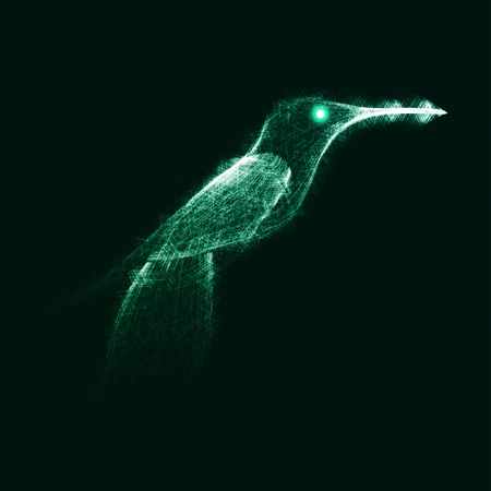 Neon hummingbird, abstract lights backgroundsの写真素材