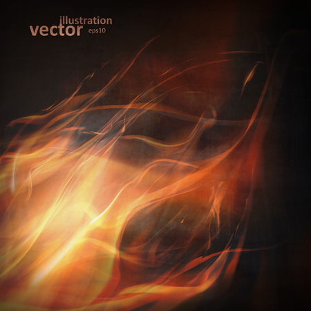 Abstract fire flames on a black background. Colorful vector illustration のイラスト素材
