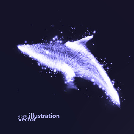 Neon dolphin, abstract futuristic art, stylish illustrationのイラスト素材