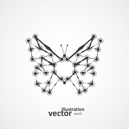Molecular structure in the form of butterfly, futuristic  illustrationのイラスト素材