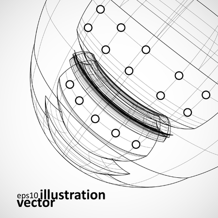 Abstract technology technical drawing, shiny space background のイラスト素材