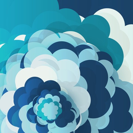 Blue sky clouds illustration, colorful art backgroundの写真素材