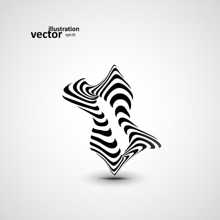 Abstract dynamic illustration, black and white 3d art のイラスト素材