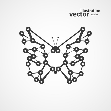 Molecular structure in the form of butterflyのイラスト素材