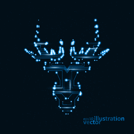 Circuit board shape of deer headのイラスト素材