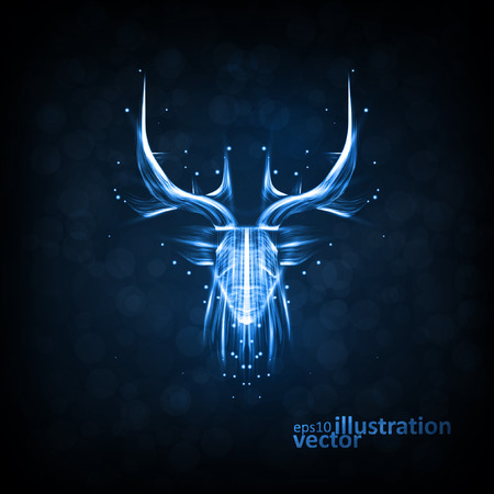Neon deer head, abstract futuristic stripのイラスト素材