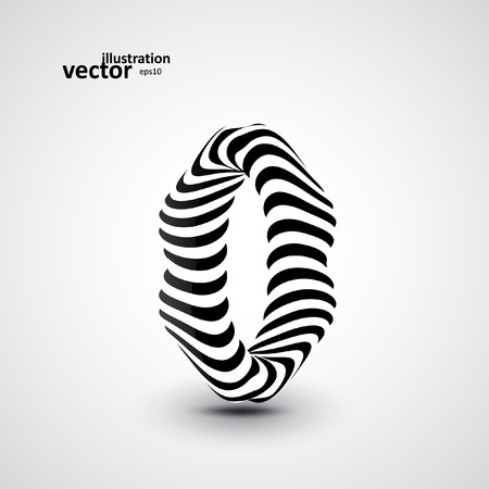 Abstract dynamic illustration, black and white 3d artのイラスト素材