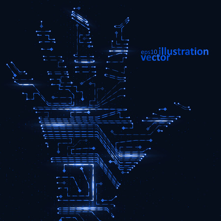 Circuit board shape of hand palm, abstract technology illustration eps10のイラスト素材