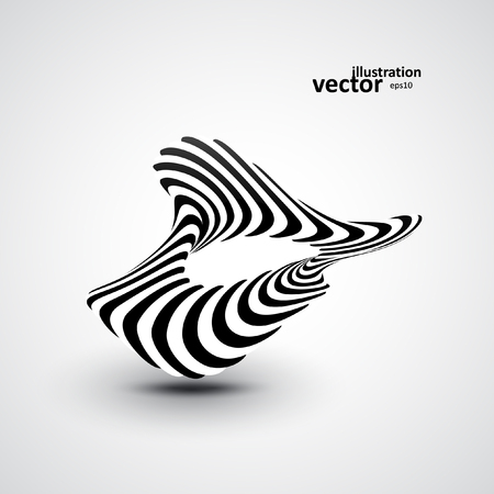 Abstract dynamic illustration, black and white 3d art eps10のイラスト素材