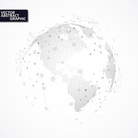 Technology image of globe. Point and curve constructed the sphere.のイラスト素材