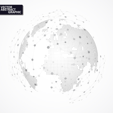 Technology image of globe. Point and curve constructed the sphere.のイラスト素材