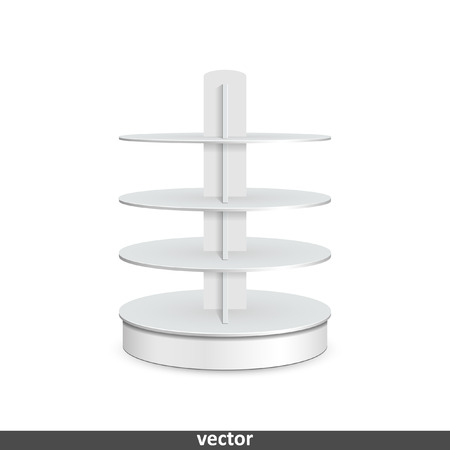 Round cardboard rack for supermarket. Illustration isolated on white background. Graphic concept for your designのイラスト素材