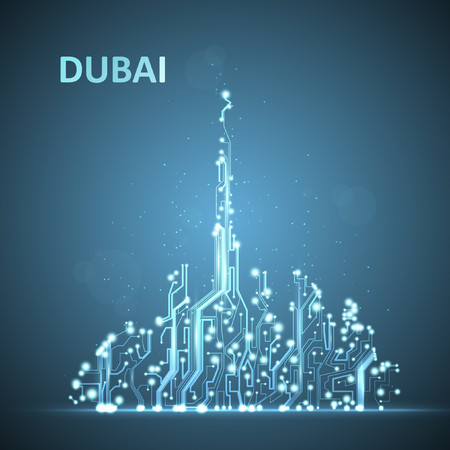 Technology image of Dubai. The concept vector illustrationのイラスト素材