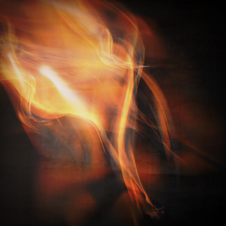 Abstract fire flames on a black background. Colorful illustrationの写真素材